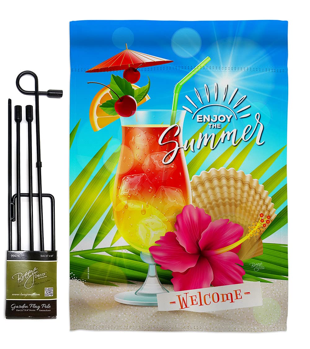 Summer Welcome Garden Flag Set - Beach & Pool Decor for Outdoor Parties