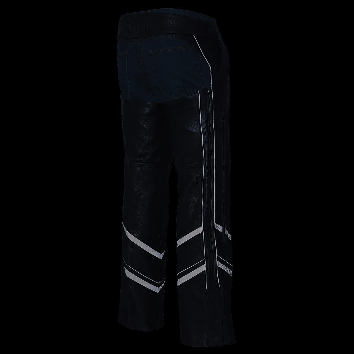 Milwaukee Leather ML1144 Men's Black Premium Leather Motorcycle Chaps with Ventilation & Reflective Piping - Durable Riding Gear for Harley, Cruiser & Adventure Bikes