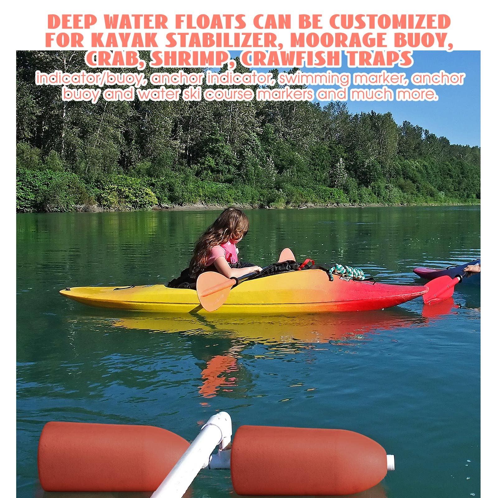 Lewtemi 4-Pack Deep Water Fishing Buoys - 5x11 Inch Shrimp & Crab Trap Floats, Kayak Stabilizers, and Marker Buoys for Saltwater & Freshwater Fishing | Ideal for Crabbing, Lobstering, and Kayak Fishing Adventures