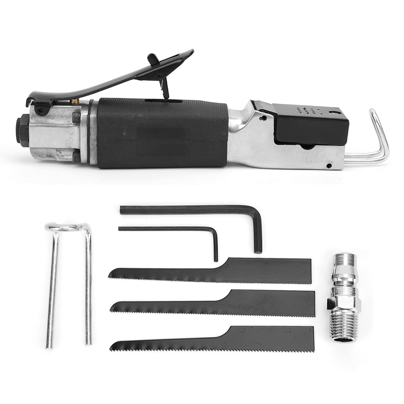 Pneumatic Air Reciprocating Saw - Heavy Duty Metal Cutting Tool with Soft Rubber Handle & 3pc Saw Blades - Perfect for Metal Sheet Cutting, Construction, and DIY Projects