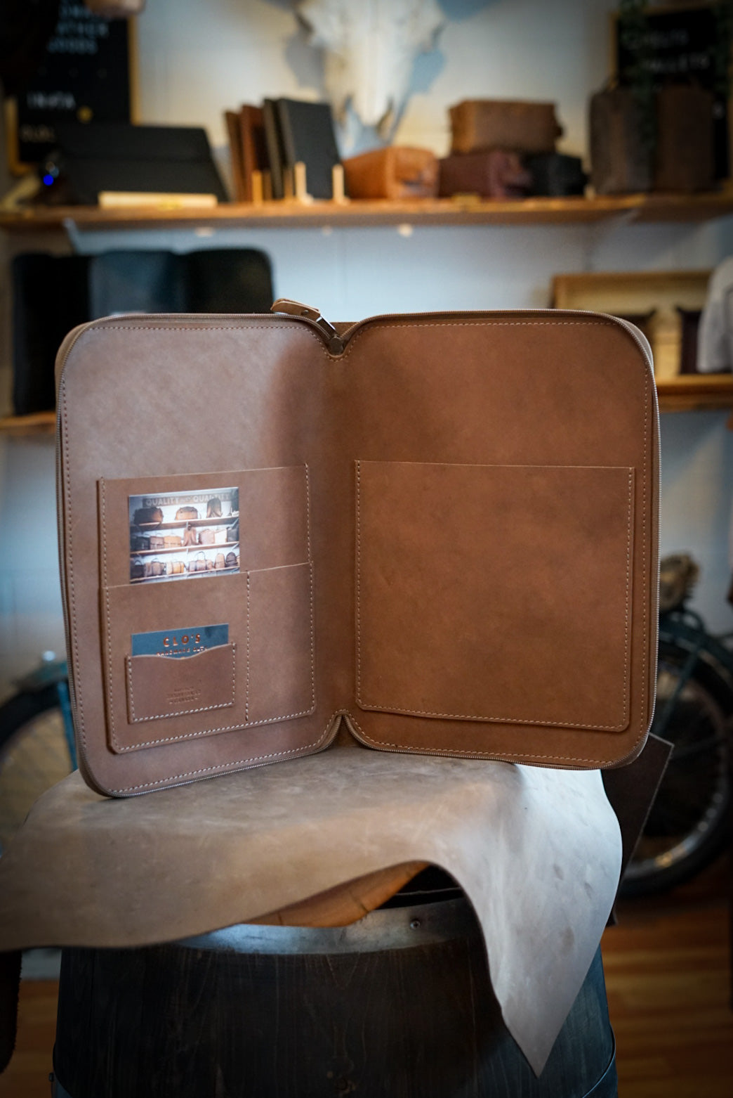 Premium Leather Padfolio Tan - Professional Business Portfolio with Notepad Holder for Meetings, Presentations & Office Use