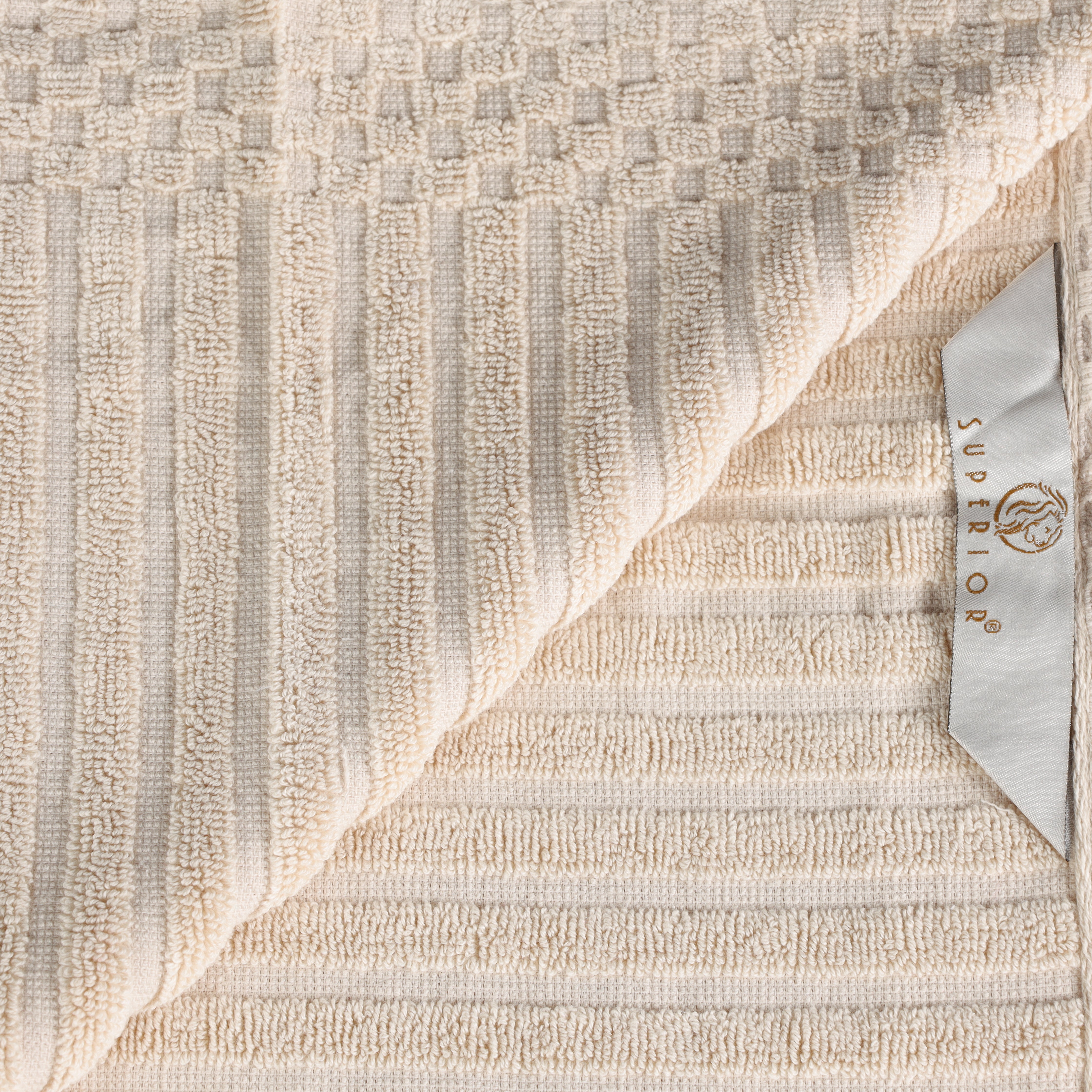 Premium Soho Ribbed Textured Cotton Hand Towels & Bath Sheets Set - Ultra Absorbent, Soft & Quick-Drying - Perfect for Bathroom, Spa, Gym & Guest Use