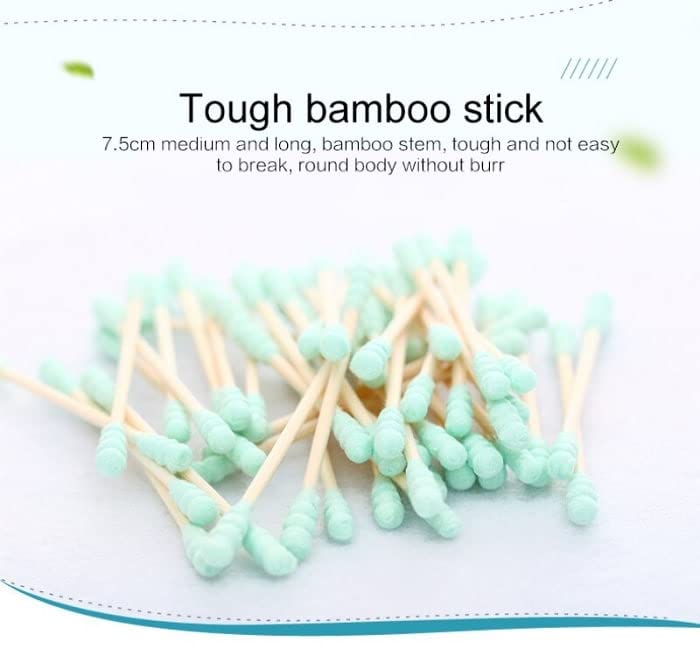 JIAVAXA 200 Pcs (400 Swabs) Bamboo Cotton Ear Buds - Soft, Non-Toxic, Biodegradable Ear Wax Cleaning & Makeup Removal Swabs for Adults & Babies | 100% Organic Cotton | Perfect for Ear Care, Cosmetic Application & Baby Hygiene