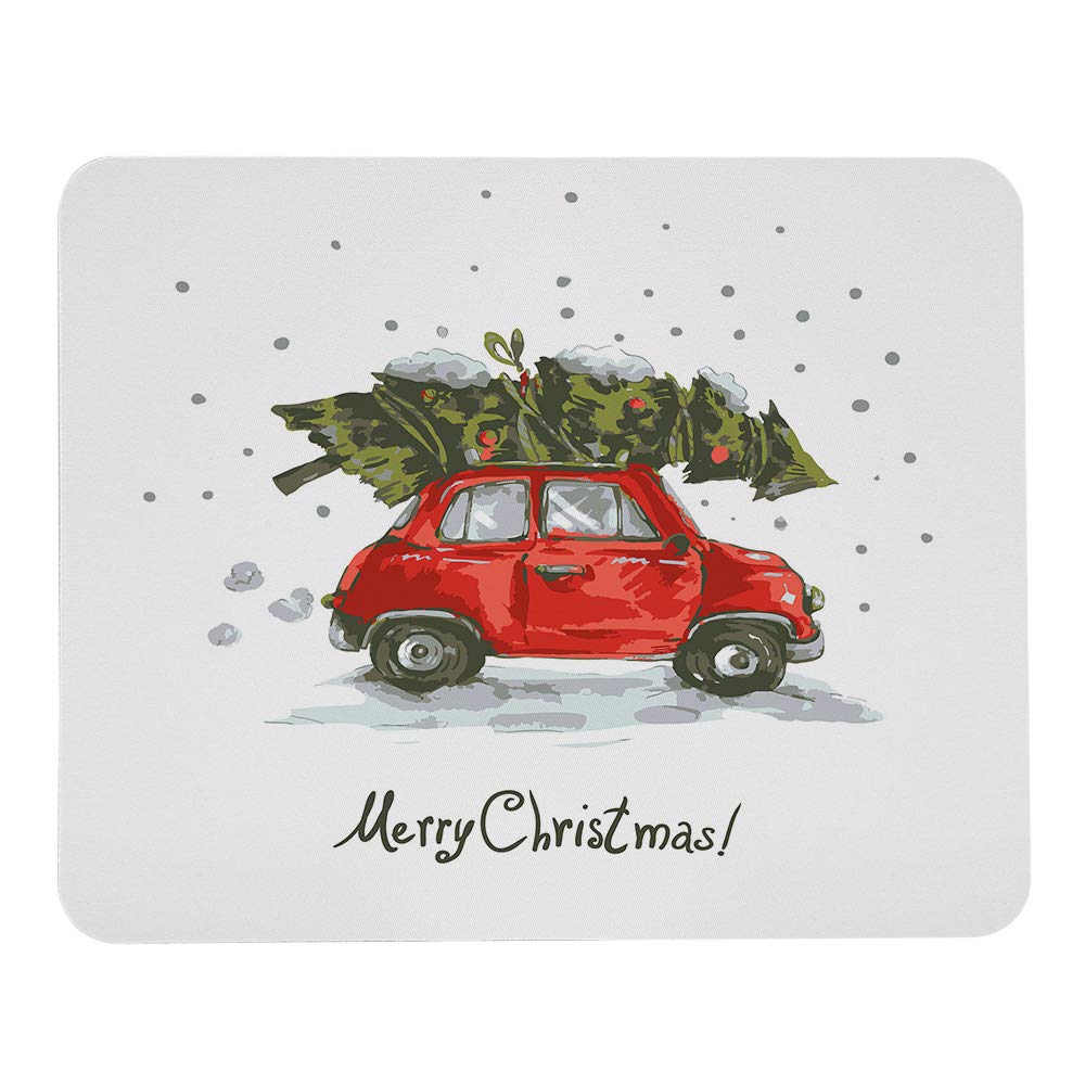 Retro Christmas Mouse Pad - Vintage Red Xmas Tree & Snowy Winter Design - 9.5x7.9 Inch Non-Slip Gaming Mousepad for Home Office, Computer Accessories & Cubicle Decor - Perfect for Holiday Gifts & Winter Workstations
