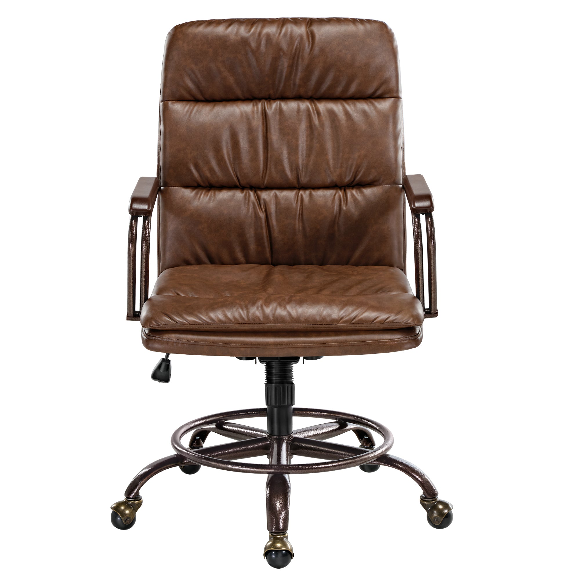 Premium PU Leather Home Office Chair - Ergonomic Executive Desk Chair with Adjustable Height & Lumbar Support for Comfortable Working & Studying