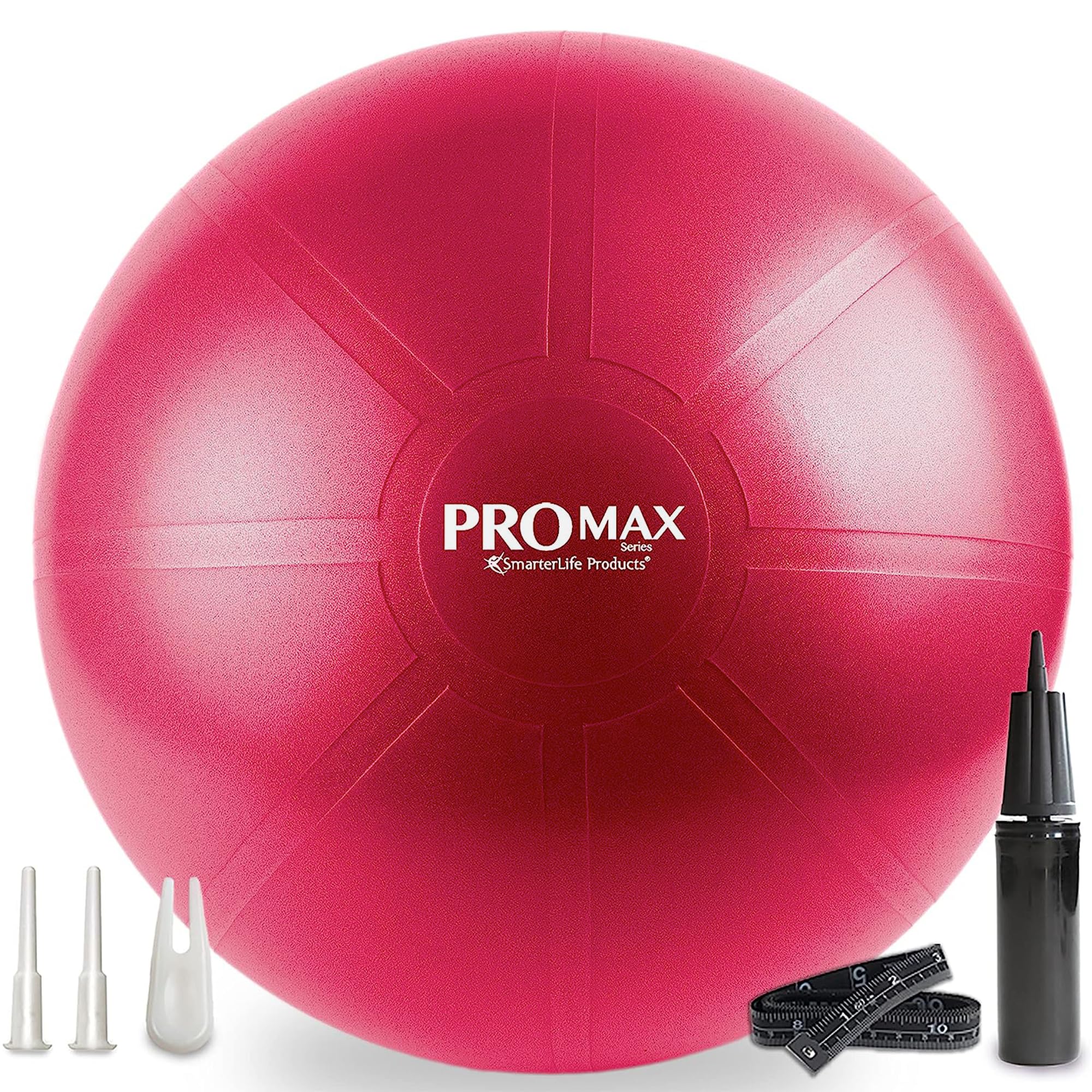 SmarterLife PRO MAX Exercise Ball for Fitness, Yoga, Stability & Pregnancy - Anti-Burst Yoga Ball for Home Gym, Office Chair & Labor Support - Perfect for Workouts, Pilates, Postpartum Recovery & Active Sitting