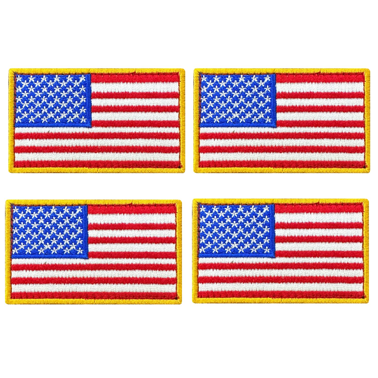 4 Pack Tactical American Flag Patches - USA Flag Embroidered Hook and Loop Backing for Military Uniforms, Backpacks, Caps & Jackets - Durable Red, White & Blue Patriotic Emblems for Army, Outdoor & Everyday Use