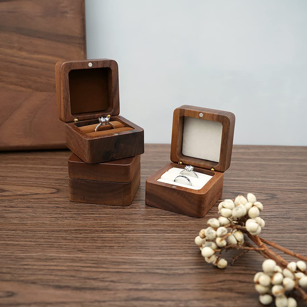 Personalized Engraved Wooden Wedding Ring Box - Custom Square Jewelry Box for Engagement & Wedding Rings - Proposal, Ceremony & Ring Bearer Gift - Perfect for Couples, Anniversaries & Special Occasions