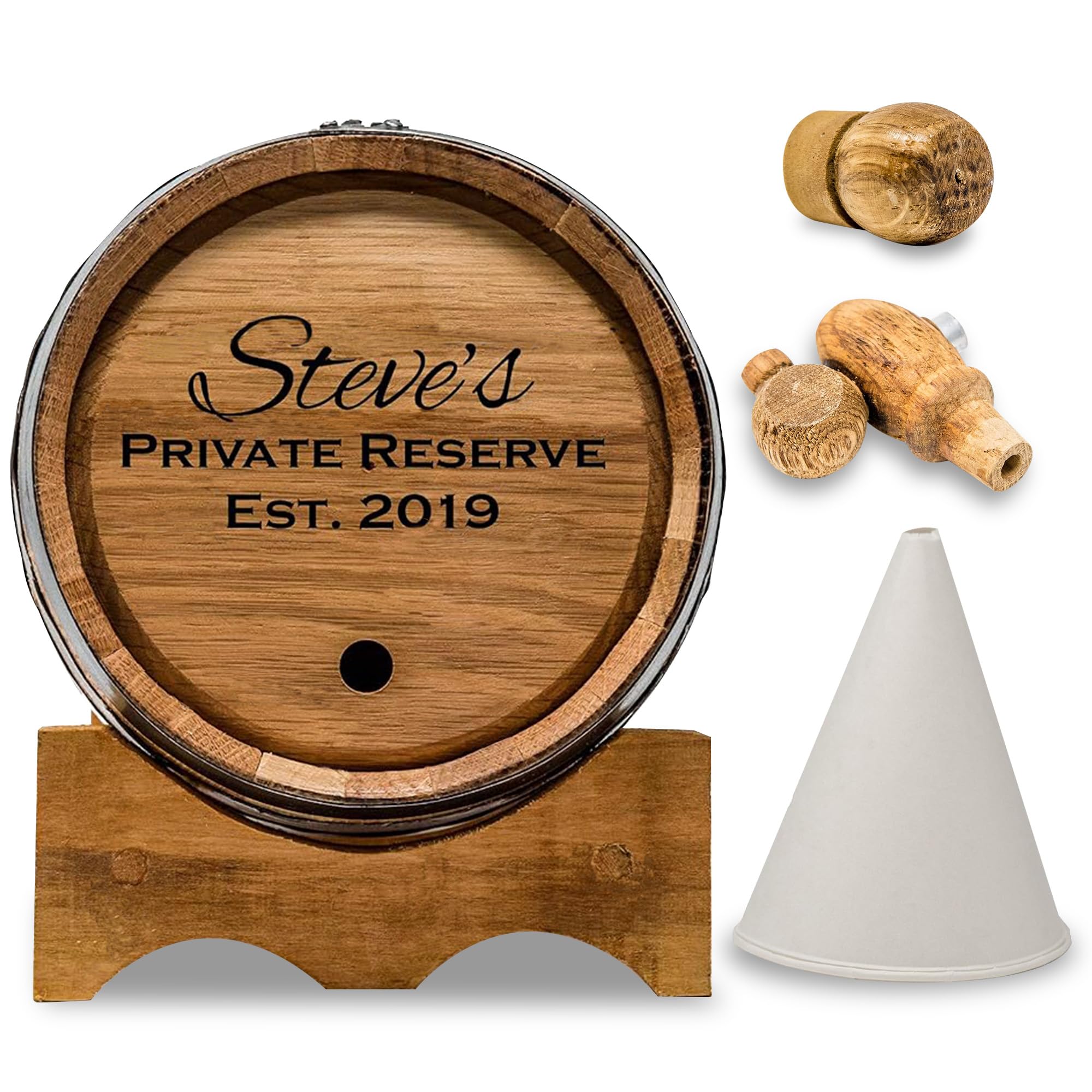Custom Engraved 3 Liter Oak Barrels for Aging Whiskey, Rum, Tequila & Bourbon - Charred Oak Barrel for Home Distilling, Scotch & Wine - Personalized Gift for Whiskey Lovers & Home Brewers - Perfect for Home Bar, Man Cave & Distillery Decor