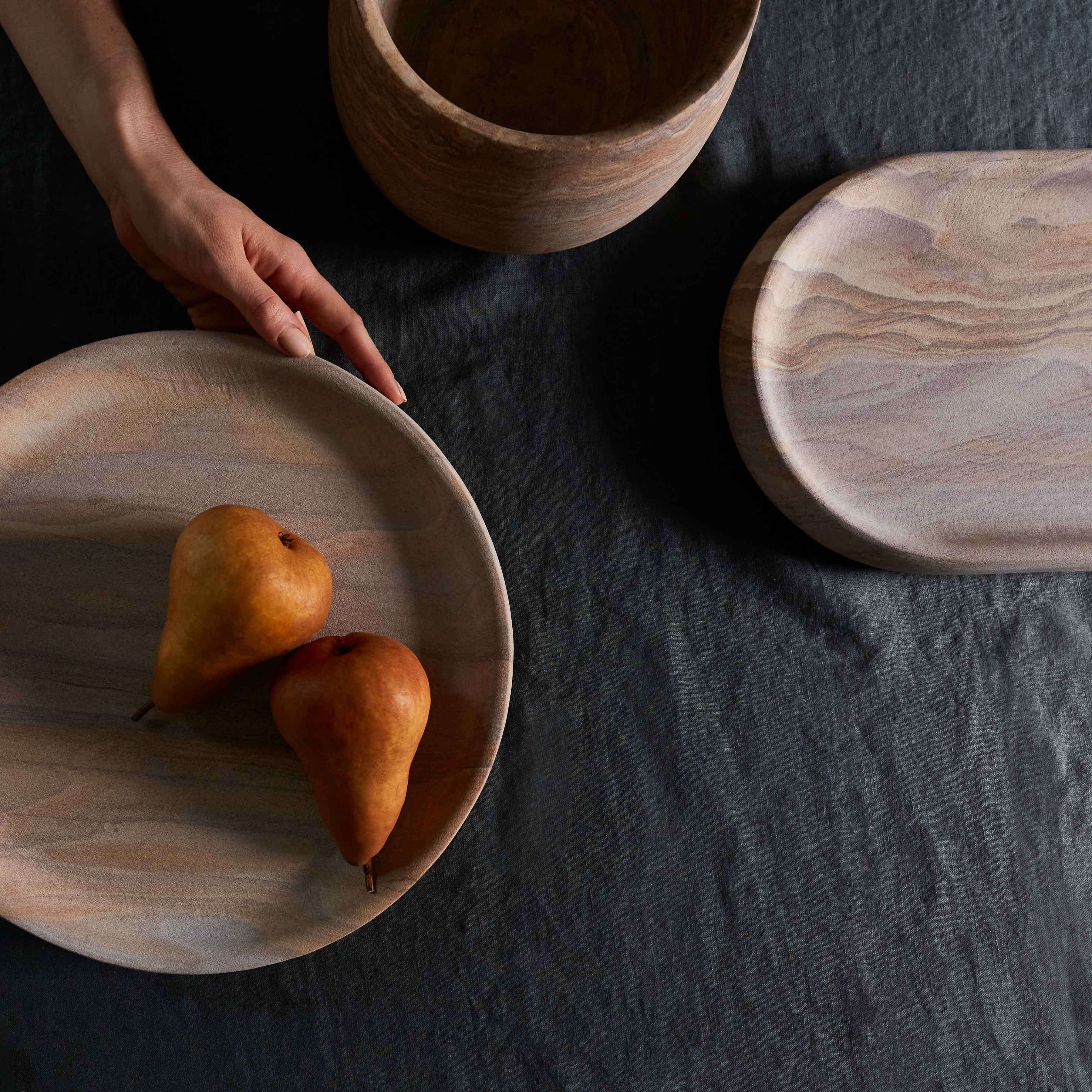 Eshana Handcrafted Sandstone Serving Tray - Natural Stone Appetizer Platter for Cheese, Charcuterie & Entertaining - Perfect for Dining, Kitchen & Home Decor