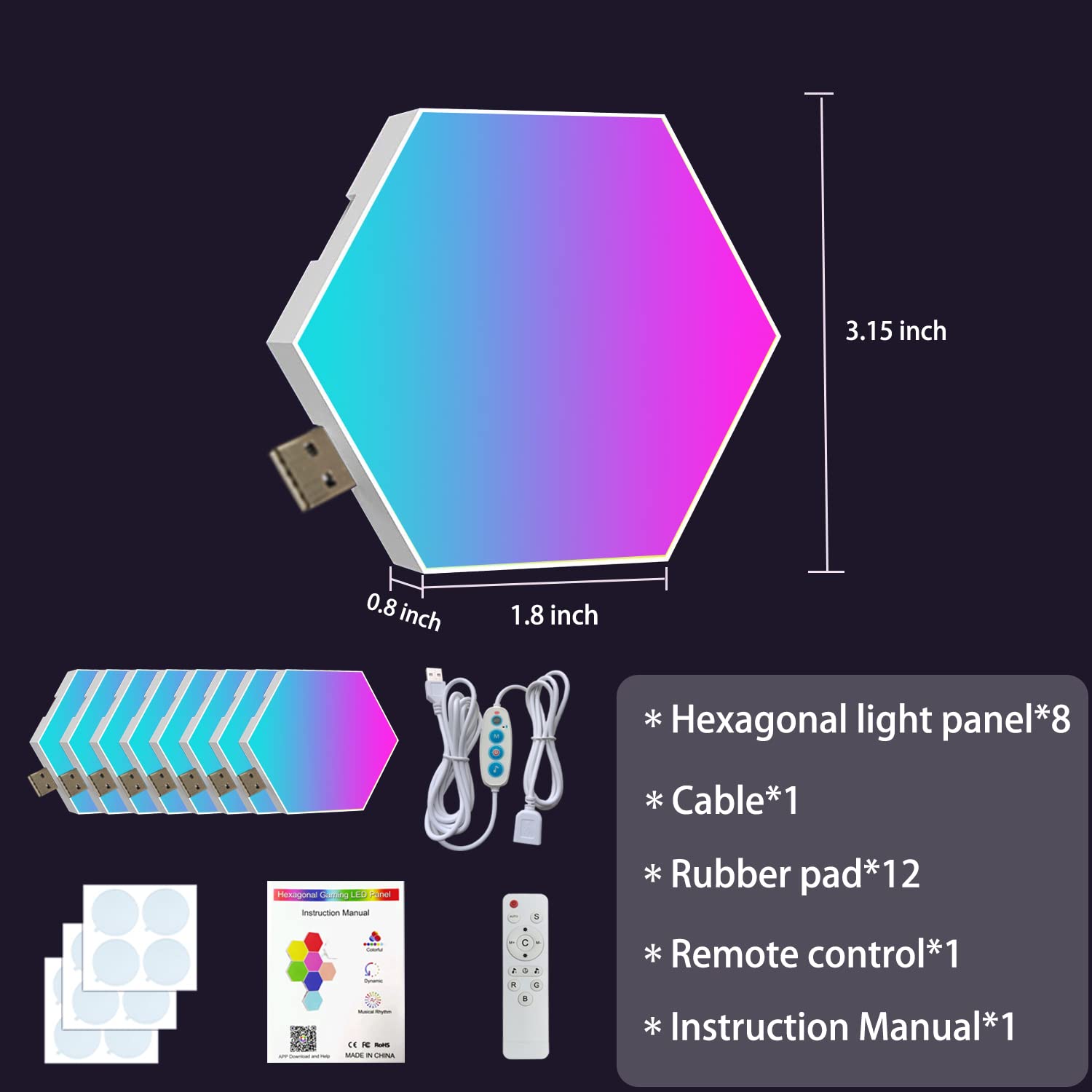 Hexagon Light Panels - RGB LED Wall Lights with App & Remote Control, DIY Hexagon Lighting for Home Decor, Music Sync Smart LED Panels - Perfect for Bedroom, Gaming Room & Party Atmosphere