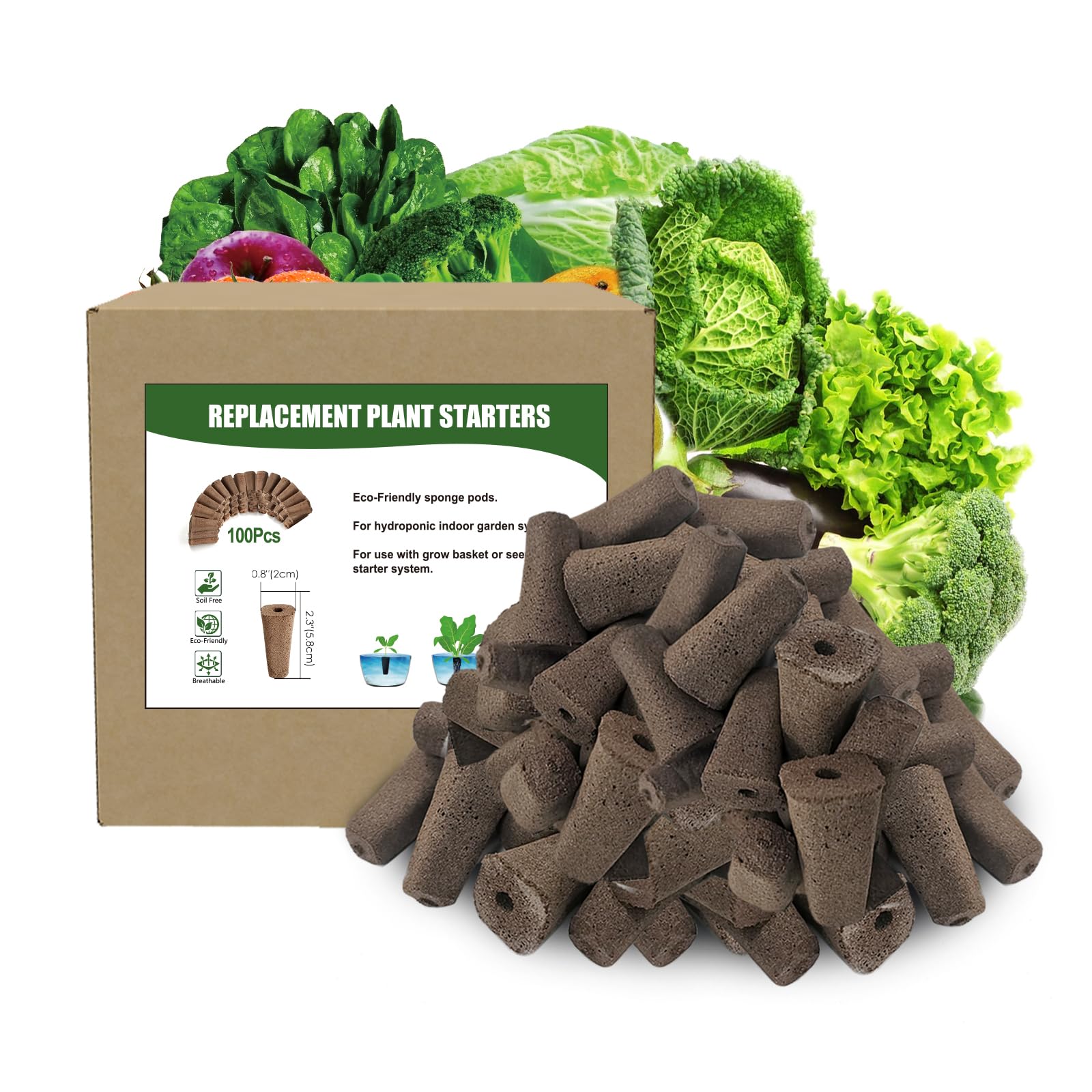 100pcs Grow Sponges Seed Starter Pods for Hydroponics - Square Sponge Cubes Compatible with QYO, LYKO, Idoo Hydroponic Systems | Indoor Gardening Supplies for Herbs, Vegetables & Plant Propagation | Perfect for Home Hydroponic Kits & Seed Starting
