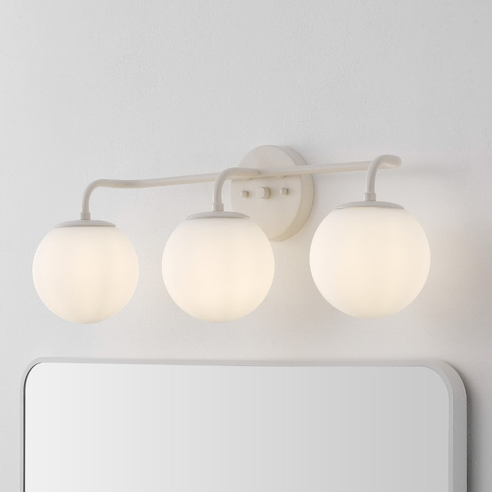 Louis Parisian Globe Metal & Frosted Glass Modern LED Vanity Mirror - Contemporary Makeup Mirror with Adjustable Lighting for Dressing Room, Bedroom, and Bathroom