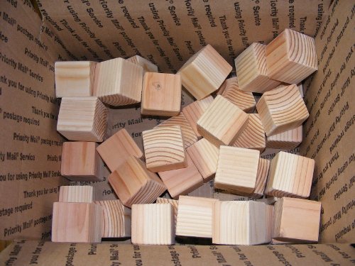 1.5-Inch Natural Unfinished Wooden Blocks - Set of 70 Wood Cubes (1.5