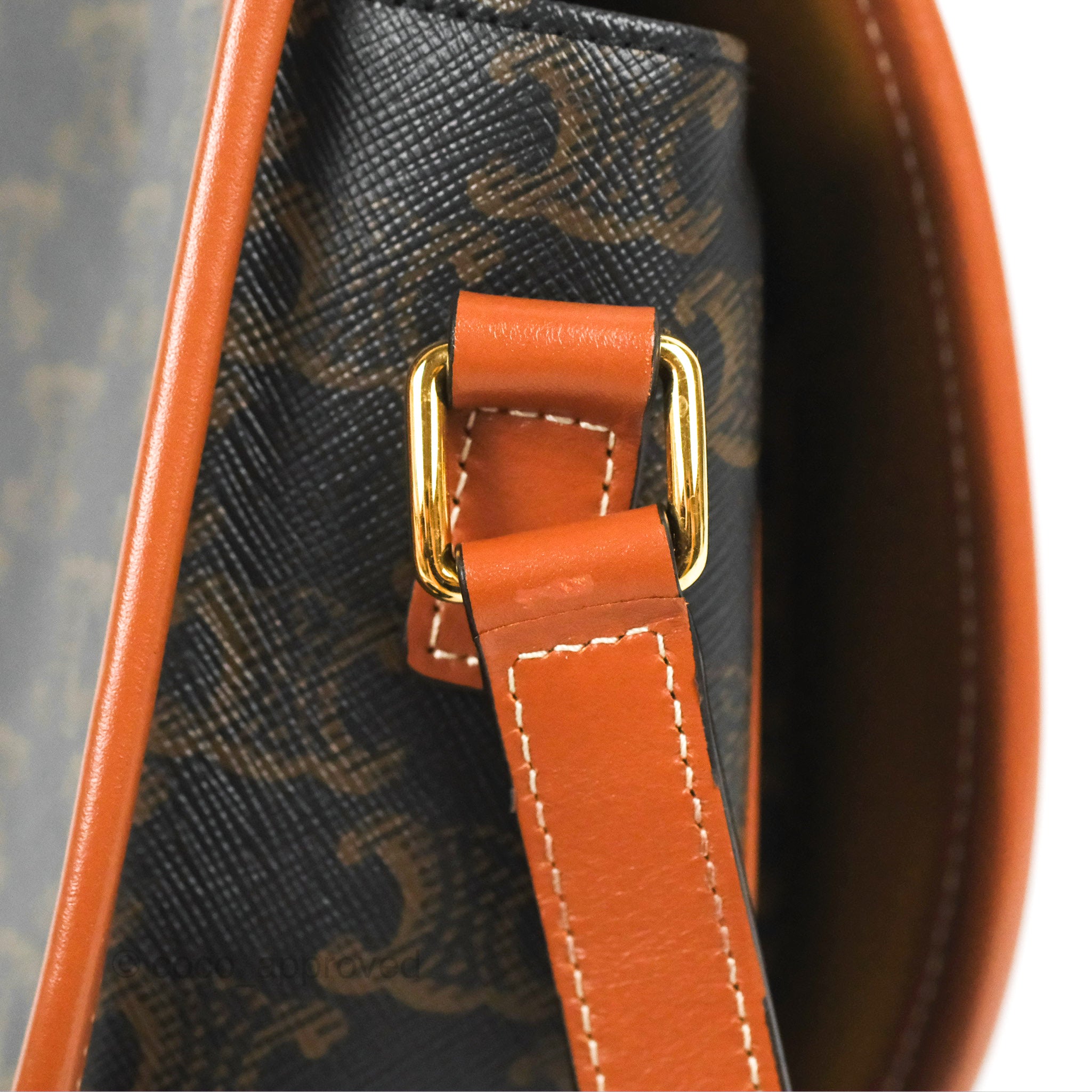 Celine Medium Triomphe Canvas Folco Bag in Tan - Luxury Crossbody Handbag for Women, Perfect for Work, Travel & Everyday Use