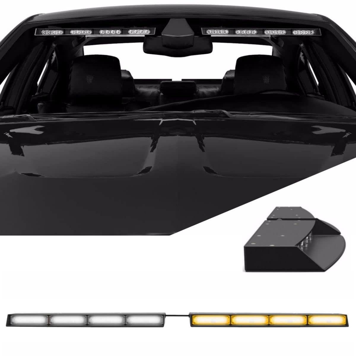 SpeedTech Raptor-X TIR LED Strobe Light Bar - Amber/Clear Emergency Vehicle Lights for Police, Trucks & SUVs with Cigarette Lighter Plug - Perfect for Roadside Emergencies & Night Visibility
