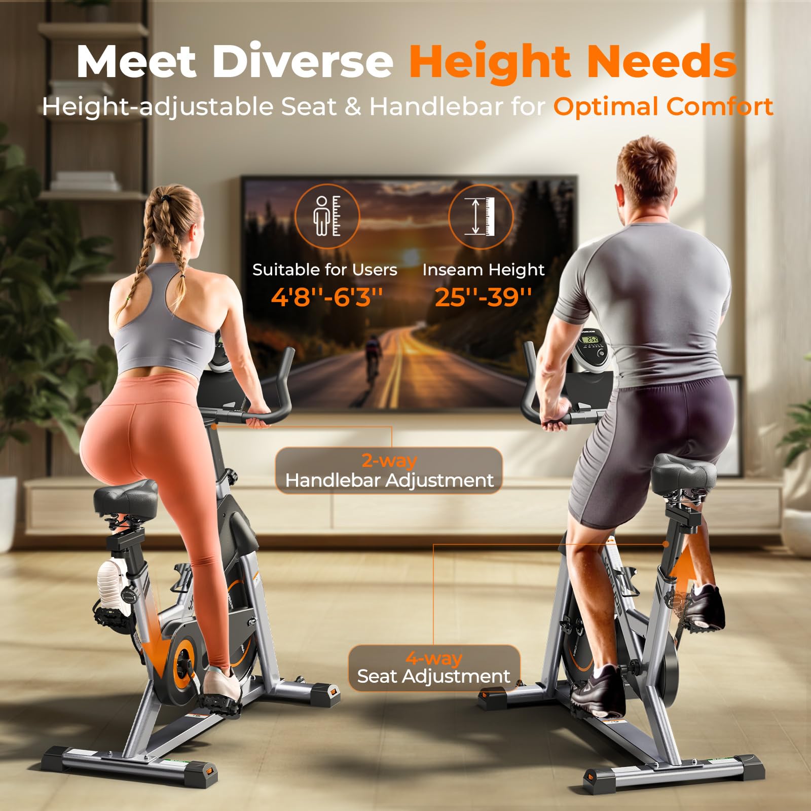 YOSUDA Magnetic Resistance Indoor Cycling Bike with Tablet Holder & Comfortable Seat Cushion - Home Gym Exercise Bike for Cardio Workout & Fitness Training