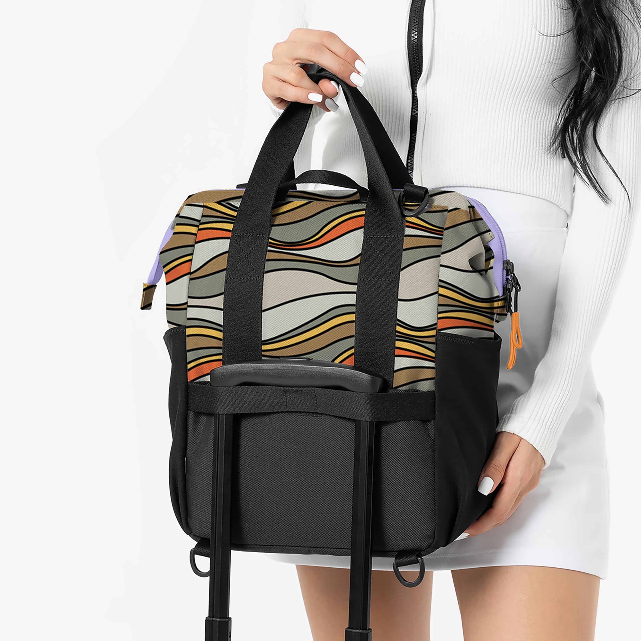 Sherpani Dispatch Convertible Backpack Tote for Women - Versatile Travel Backpack & Crossbody Bag with Laptop Compartment Fits 14 Inch Laptop (Ventura '73) - Perfect for Commuting, Work, Travel & Daily Use