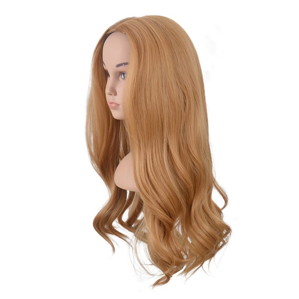 Brown Wavy Curly Wig for Little Girls with Middle Part Bangs - Blonde Role Play Costume Wig for Halloween, Cosplay, Parties & Festivals