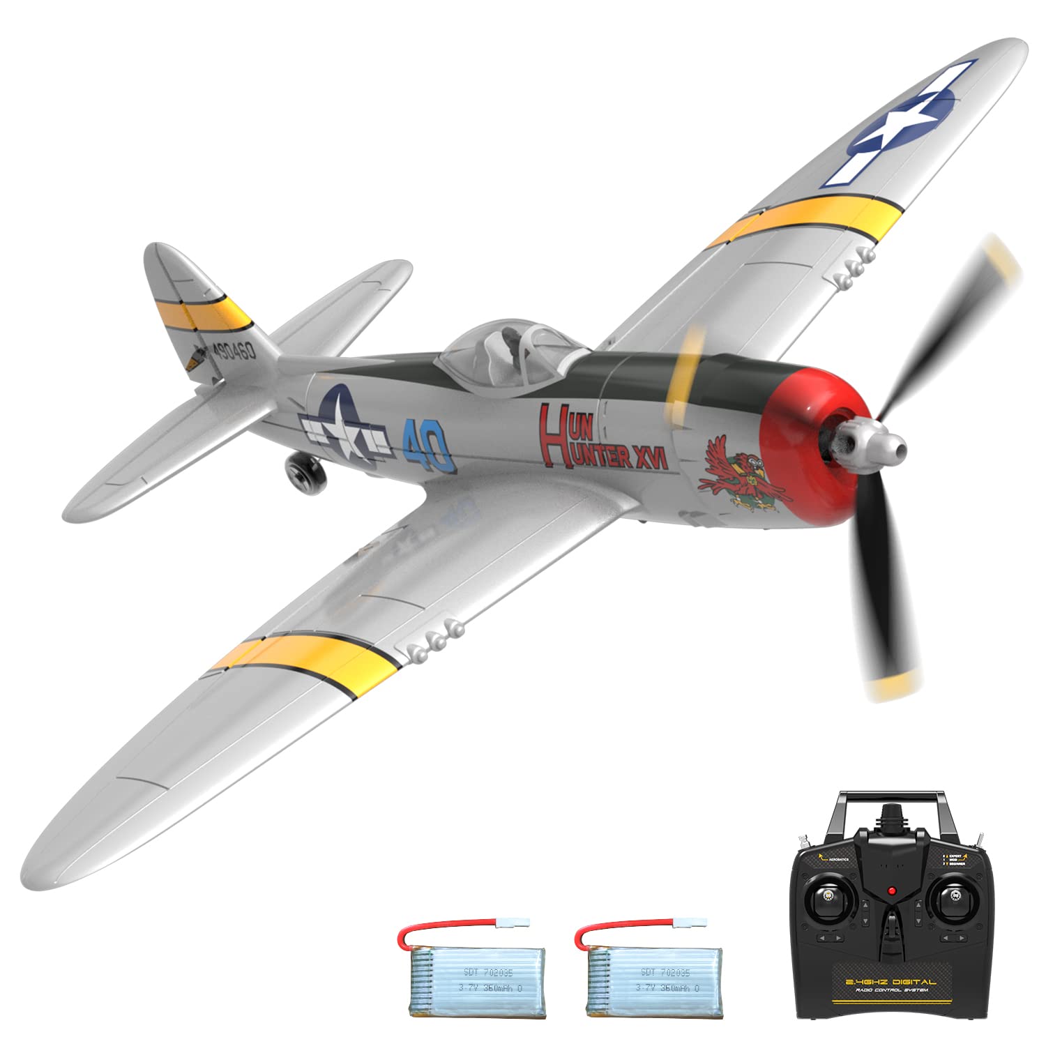 VOLANTEXRC P-47 Thunderbolt RC Plane for Beginners - 4CH WWII Warbird with Aileron, 2.4Ghz Remote Control Airplane | Xpilot Self-Righting & One Key Aerobatic | Ready-to-Fly (RTF) | Perfect Gift for Adults & RC Hobbyists | Great for Outdoor Flying, Backyard Practice & Aerial Photography