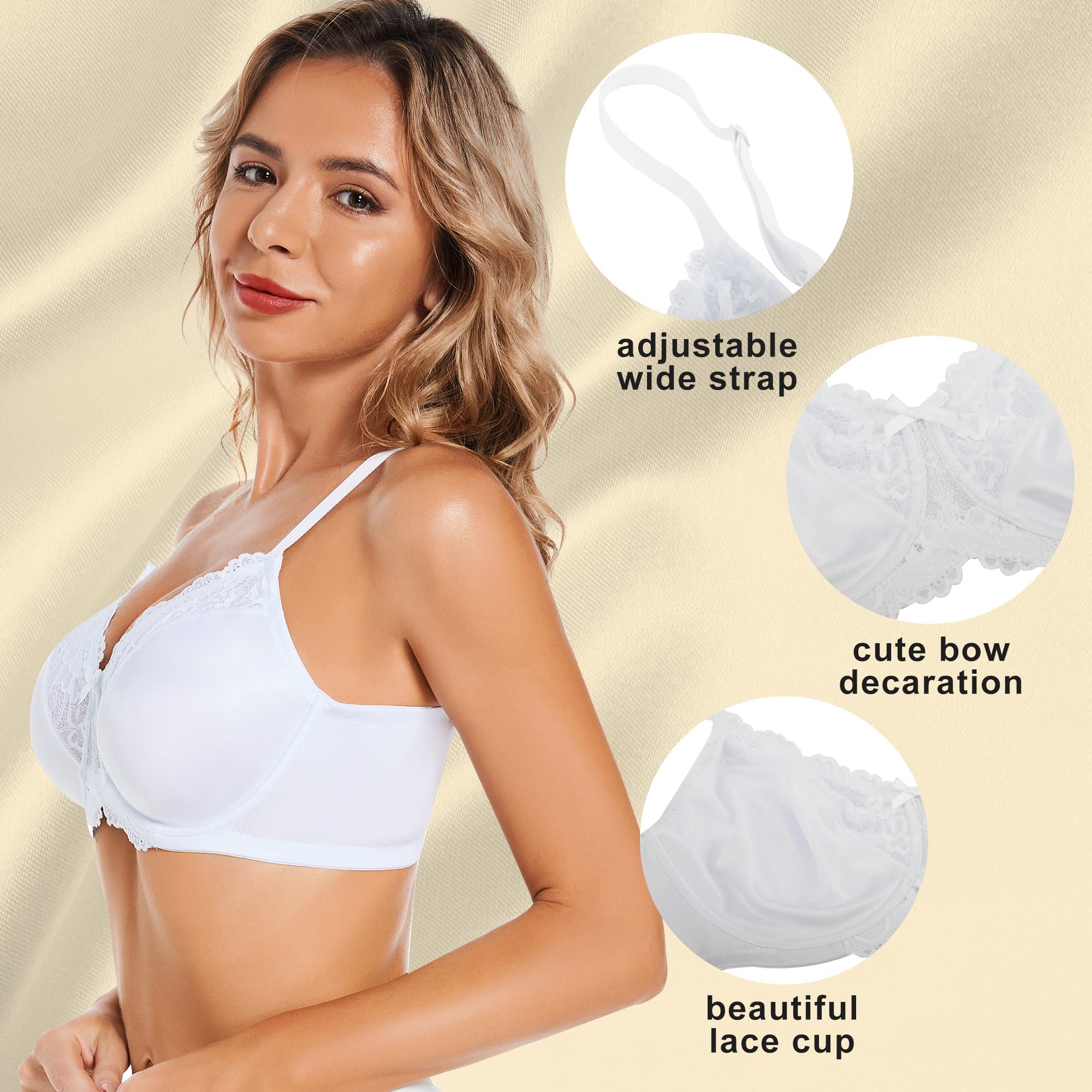 Sheroine Underwire Lace Floral Women's Unlined Bra - Minimizer Full Coverage Non-Padded Everyday Bras for Comfort & Support | Perfect for Work, Yoga & Daily Wear