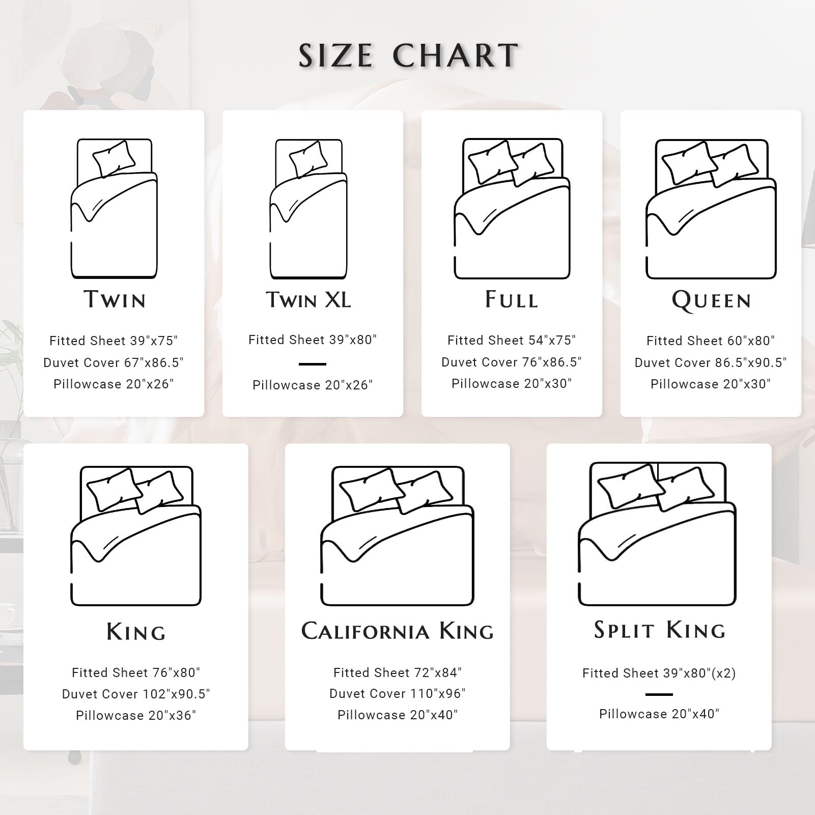 Luxury 100% Mulberry Silk Sheet Set - 7A+ Grade Soft & Breathable Bedding for Cal King (1 Duvet Cover, 1 Fitted Sheet, 2 Pillowcases) | Champagne Color | Perfect for Master Bedroom, Hotel-Style Luxury & Sensitive Skin Care