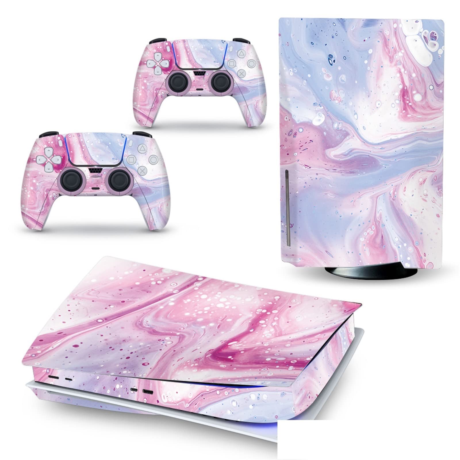 PS5 Disc Edition Console Skin Decal - Vinyl Cover for PlayStation 5 with 2 Controller Wraps | Bubble-Free Application, Scratch-Resistant Protection | Perfect for Gaming Setups & Home Entertainment Systems