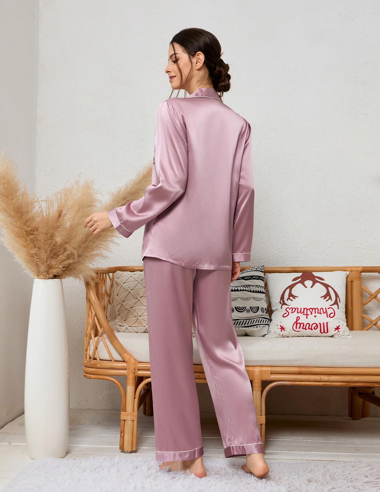THXSILK 19 Momme Mulberry Silk Pajama Set for Women - Long Sleeve Button Down Sleepwear Nightwear | Soft & Breathable Silk PJs for Lounge, Sleep & Relaxation at Home