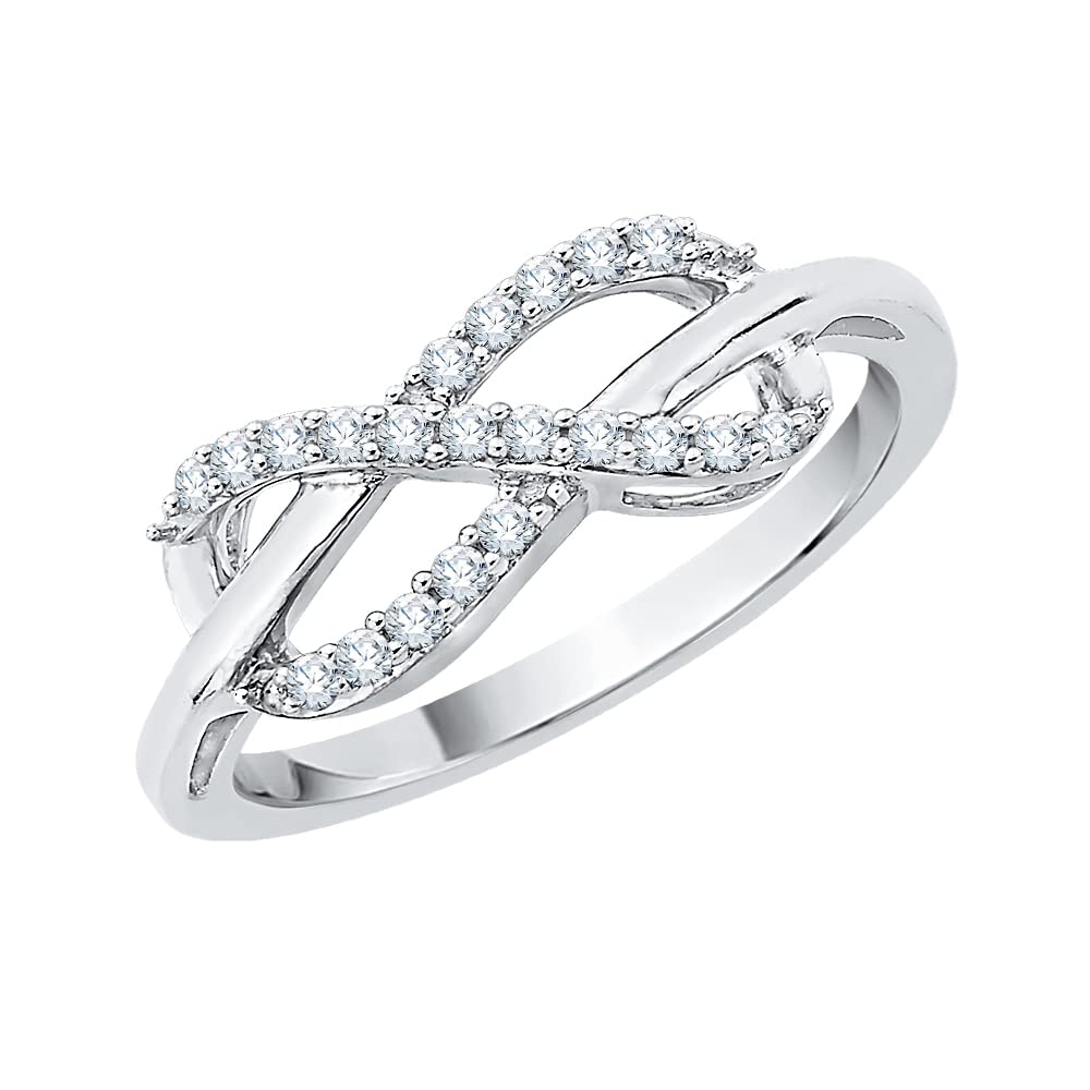 Sterling Silver Infinity Diamond Ring - 1/5 Carat (J-K, I1-I2) - Elegant Jewelry Gift for Women, Anniversary, Wedding, Engagement & Special Occasions