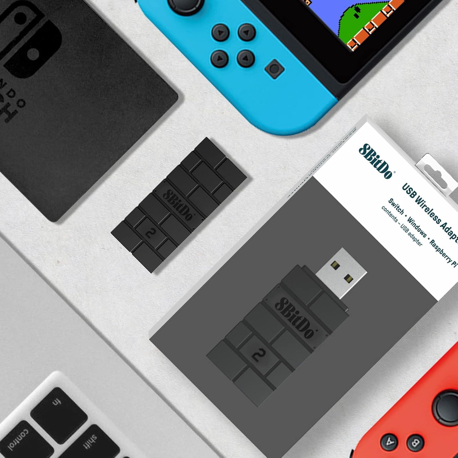 8Bitdo Wireless USB Adapter 2 for Nintendo Switch, PC, Mac & Raspberry Pi - Compatible with Xbox Series X/S, PS5, PS4, PS3 Controllers - Perfect for Gaming, Streaming & Retro Emulation