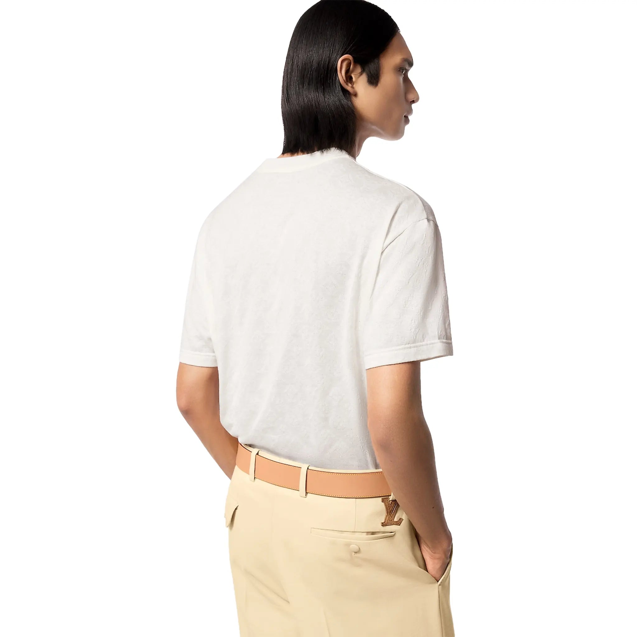 Louis Vuitton Monogram Fil Coupe Cotton White T-Shirt for Men - Luxury Casual Tee for Streetwear & Everyday Outfits