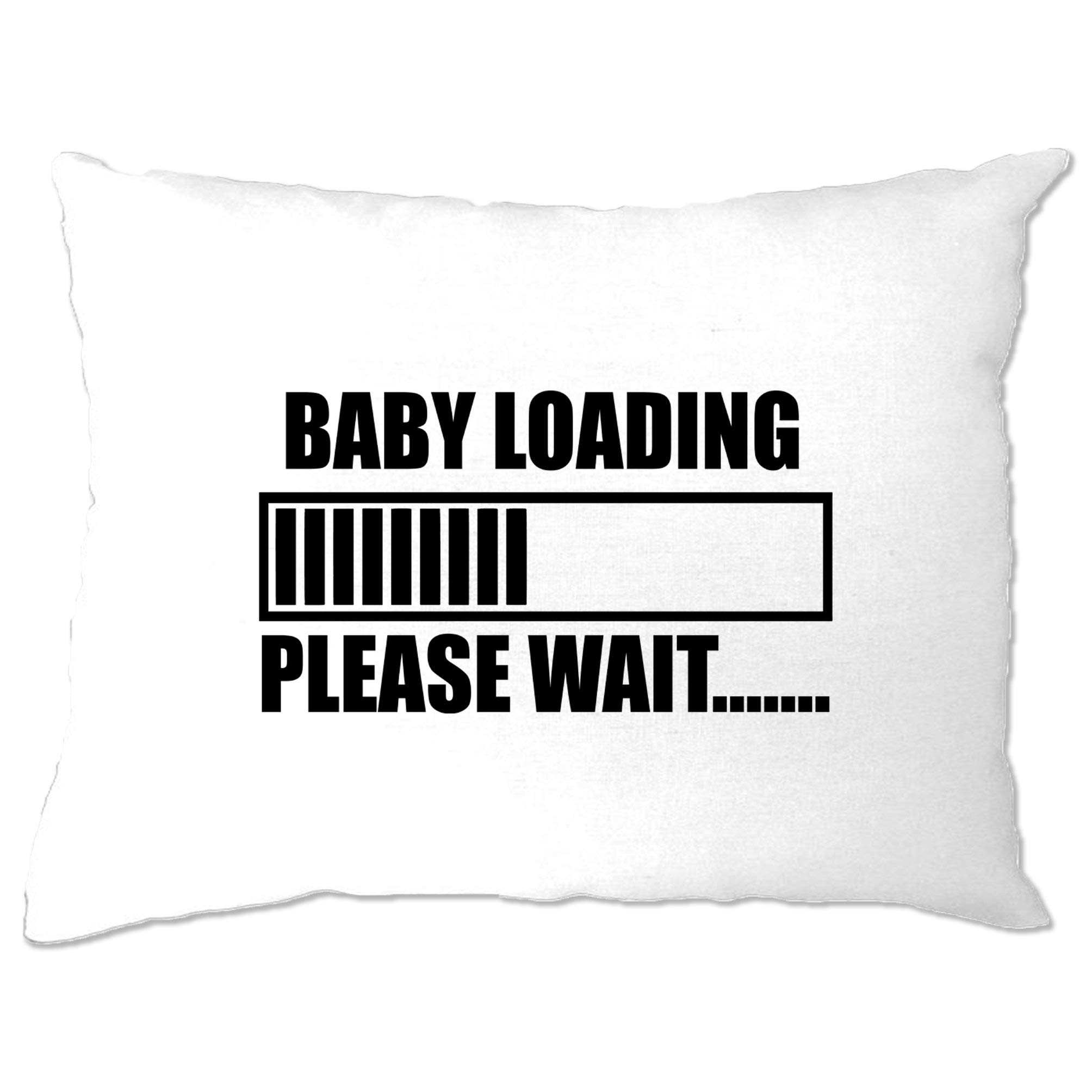 Tim and Ted Novelty Pillow Case - Baby Loading Bar 'Please Wait' Design - Perfect for Computer Nerds, Geeks & Pregnancy Gifts - White One Size - Great for Office Decor, Gaming Rooms & Nursery