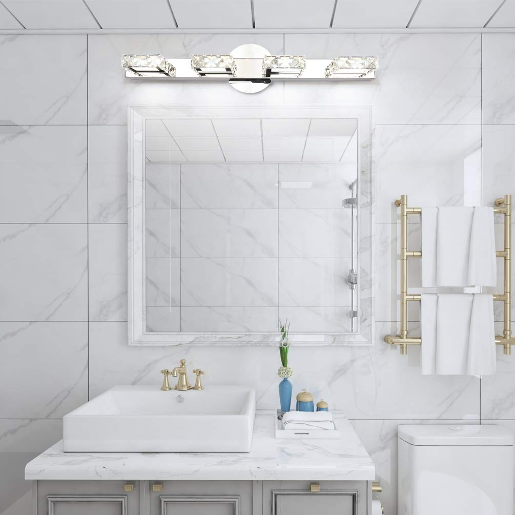 Aipsun 24.4 Inch Modern LED Vanity Lights - Crystal Bathroom Lighting Fixtures with 5500K White Light - Perfect for Bathroom Mirror, Dressing Room & Makeup Area