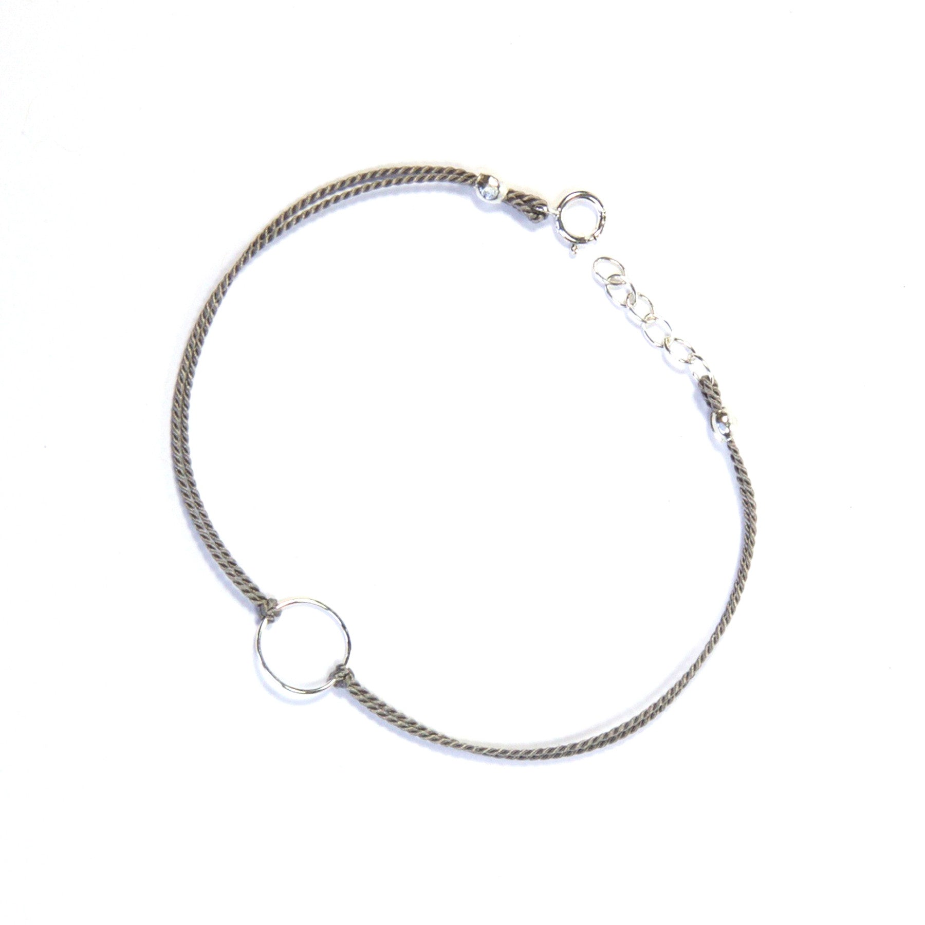 Elegant Gray and Silver Silk Circle Bracelet for Women - Perfect for Weddings, Parties & Everyday Wear