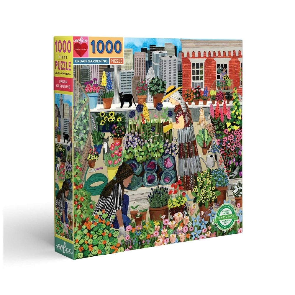 eeBoo 1000 Piece Jigsaw Puzzle - Urban Gardening Theme, Wonky Design for Adults & Teens - Perfect for Family Game Night & Home Decor