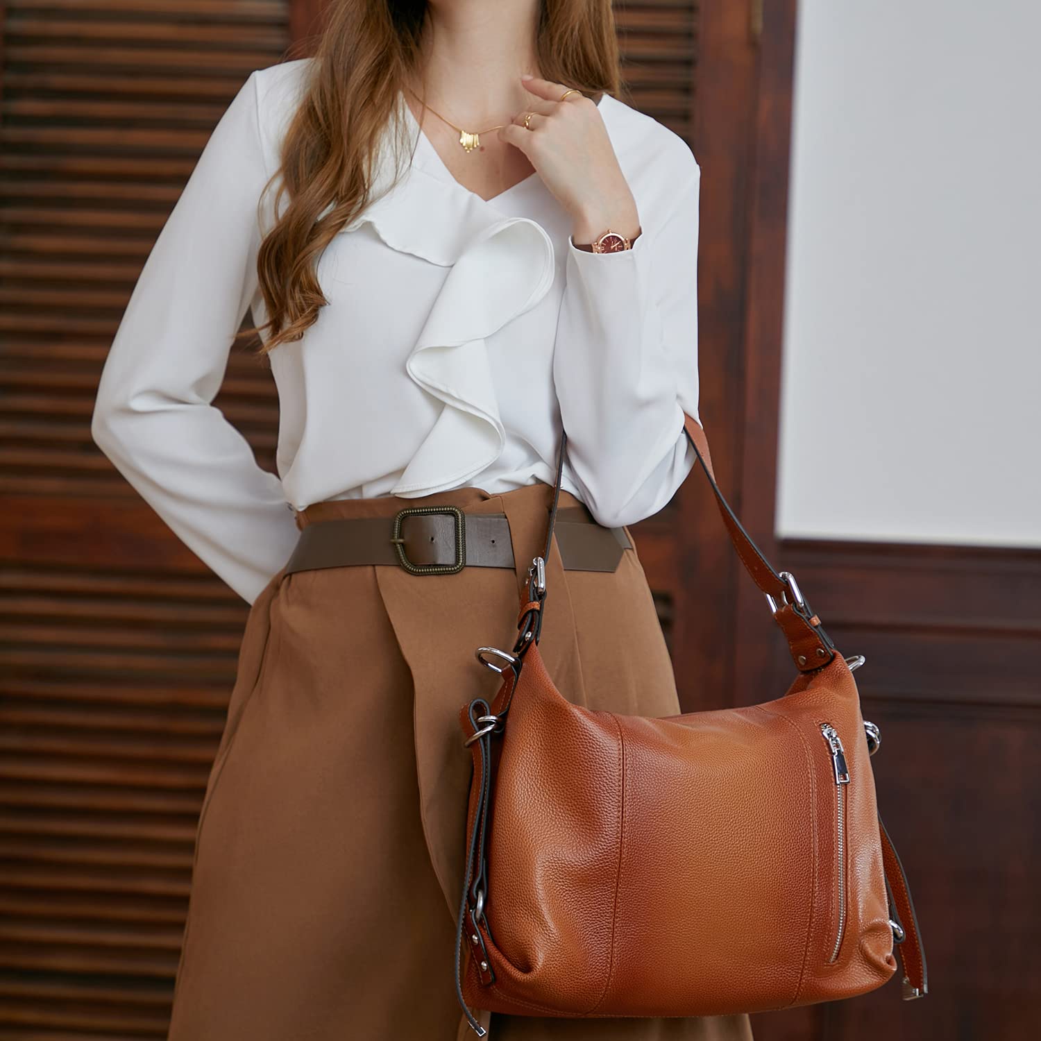 HESHE Genuine Leather Handbags for Women - Tote, Shoulder Bag, Satchel, Top Handle & Crossbody Purse - Soft Leather Designer Bags for Work, Travel & Everyday Use
