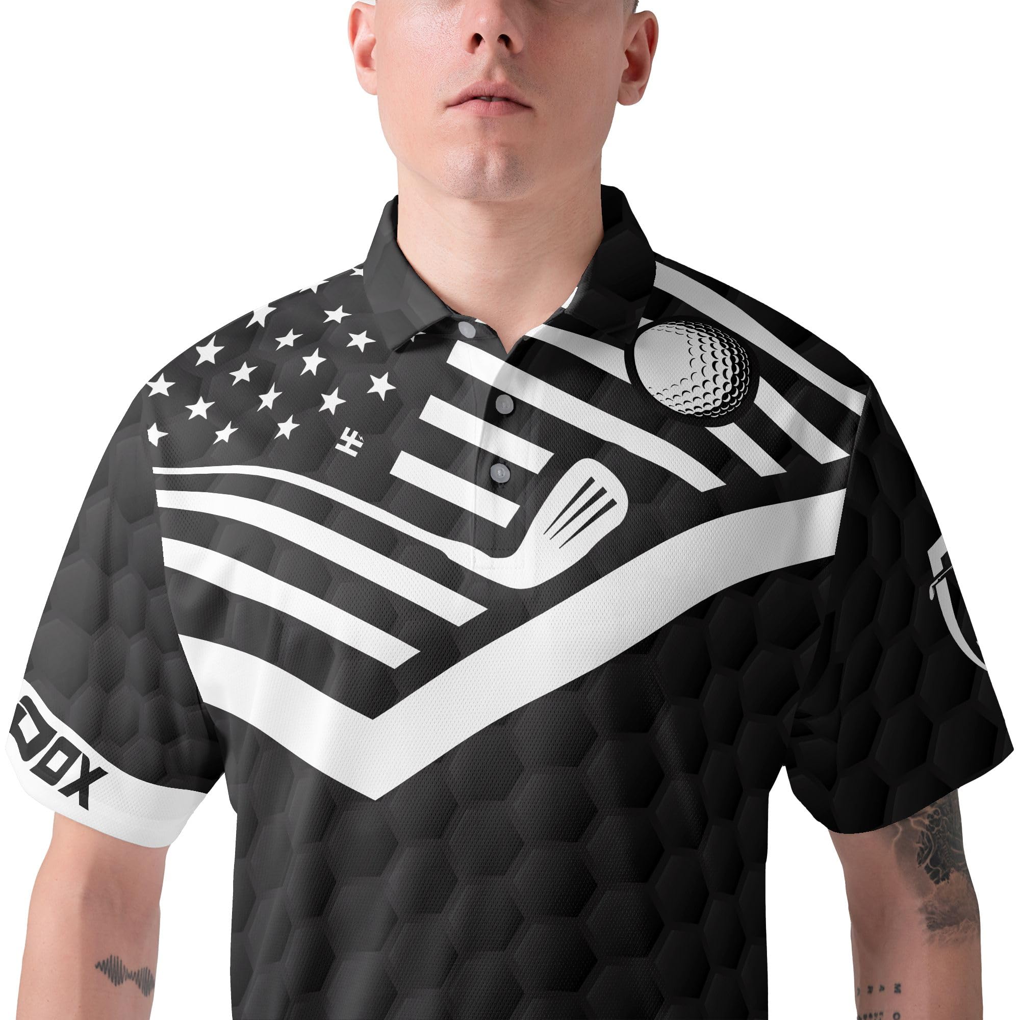 Custom Golf Polo Shirts for Men with Club & Flag Design - Breathable Short Sleeve Performance Shirt for Golfing, Country Club & Casual Wear