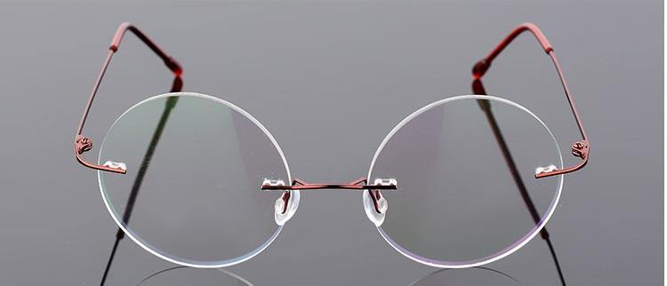 Steve Jobs Gandhi Harry Potter Style Foldable Ultra Light Blue Light Blocking Computer Glasses - Round Rimless Eyewear for Men & Women - Perfect for Office, Gaming & Screen Use