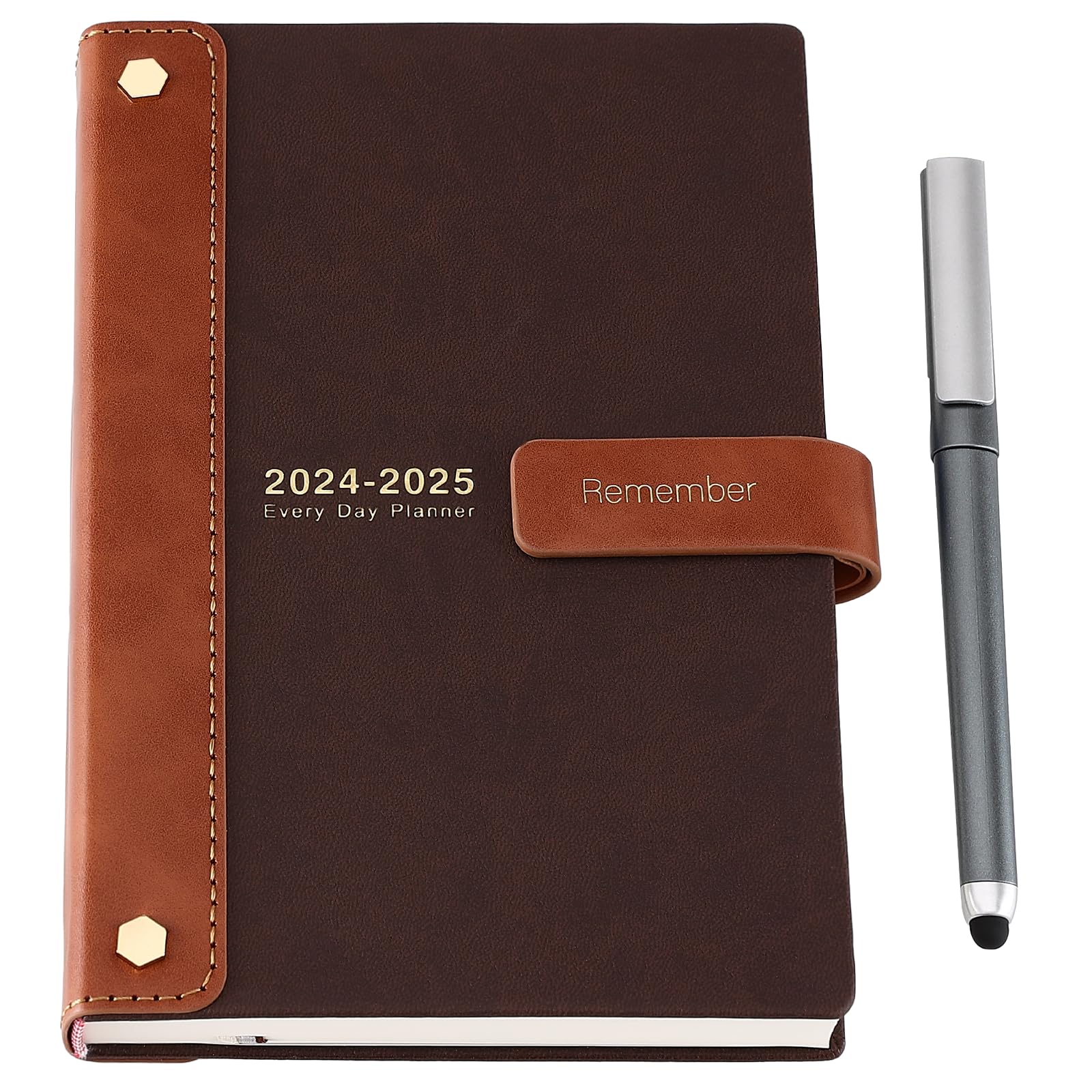 Mljtoyo 2024-2025 Academic Planner - July 2024 to June 2025 Weekly & Monthly Diary with Pen Loop, Stickers & Inner Pocket - 24x25 Pages/Day Hardcover Coffee Design - Perfect for Students, Teachers & Office Professionals