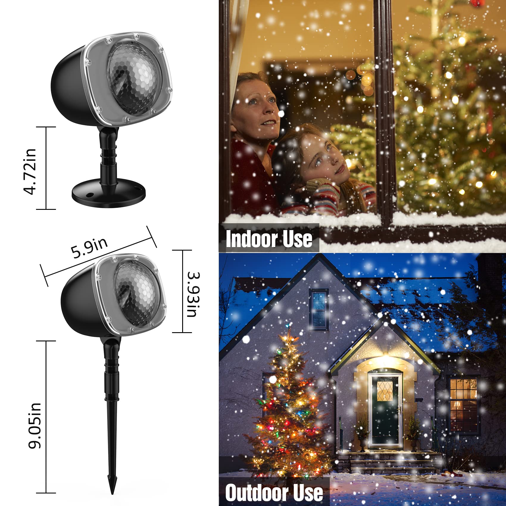 Christmas Snowfall Light Projector with Remote Control - Waterproof Outdoor Rotating Snowflake Projector Lights for Holiday Decorations, Halloween, Weddings & Garden Parties - Create Magical Winter Scenes