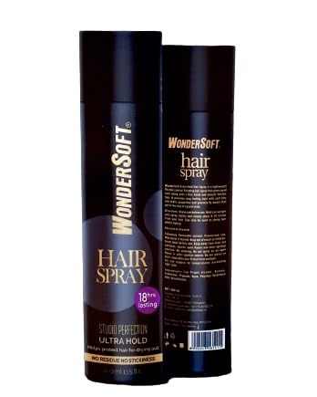 Wondersoft Professional Studio Perfection Hair Styling Spray - 18 Hour Ultra Strong Hold, No Residue & Non-Sticky Formula for All-Day Volume & Control | Perfect for Salon Styling, Weddings, and Special Events