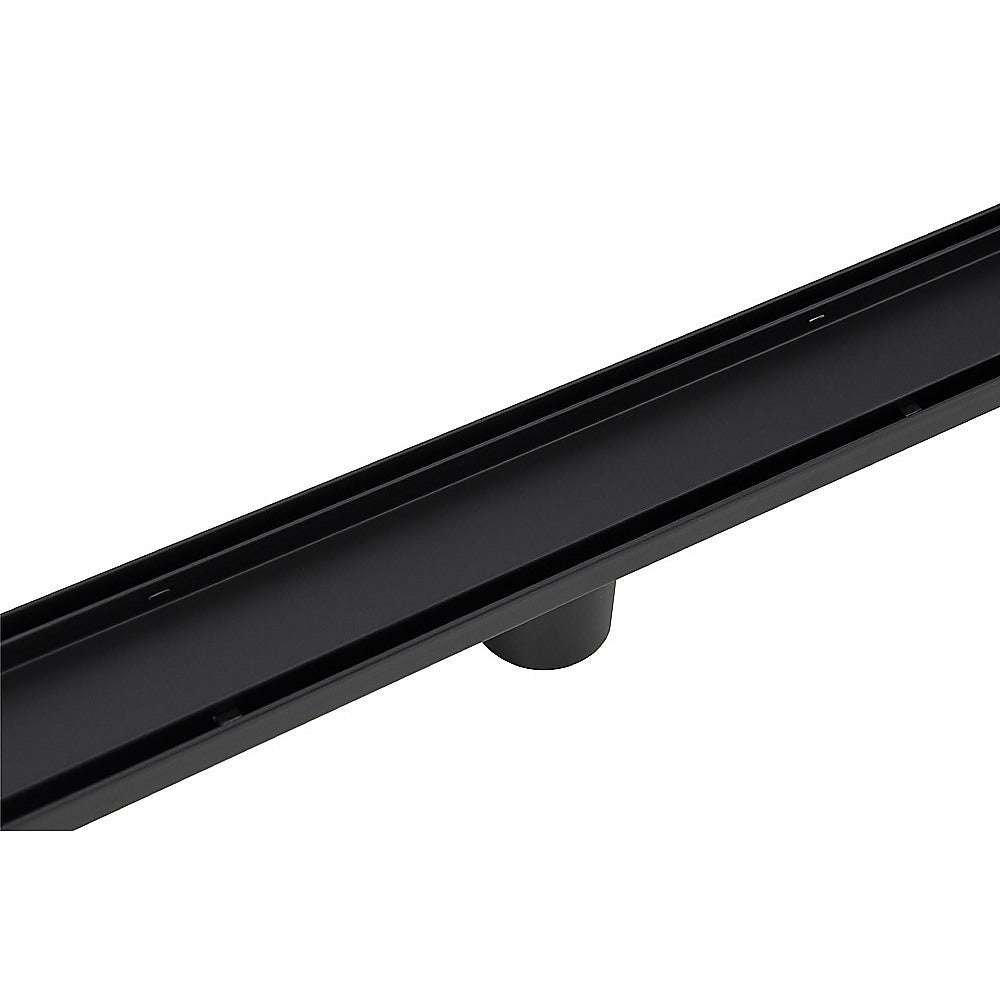 1200mm Black Tile Insert Shower Drain Grate with Center Outlet - Heavy Duty Floor Waste for Bathroom, Wet Room & Shower Enclosure - Anti-Clog Design for Easy Maintenance