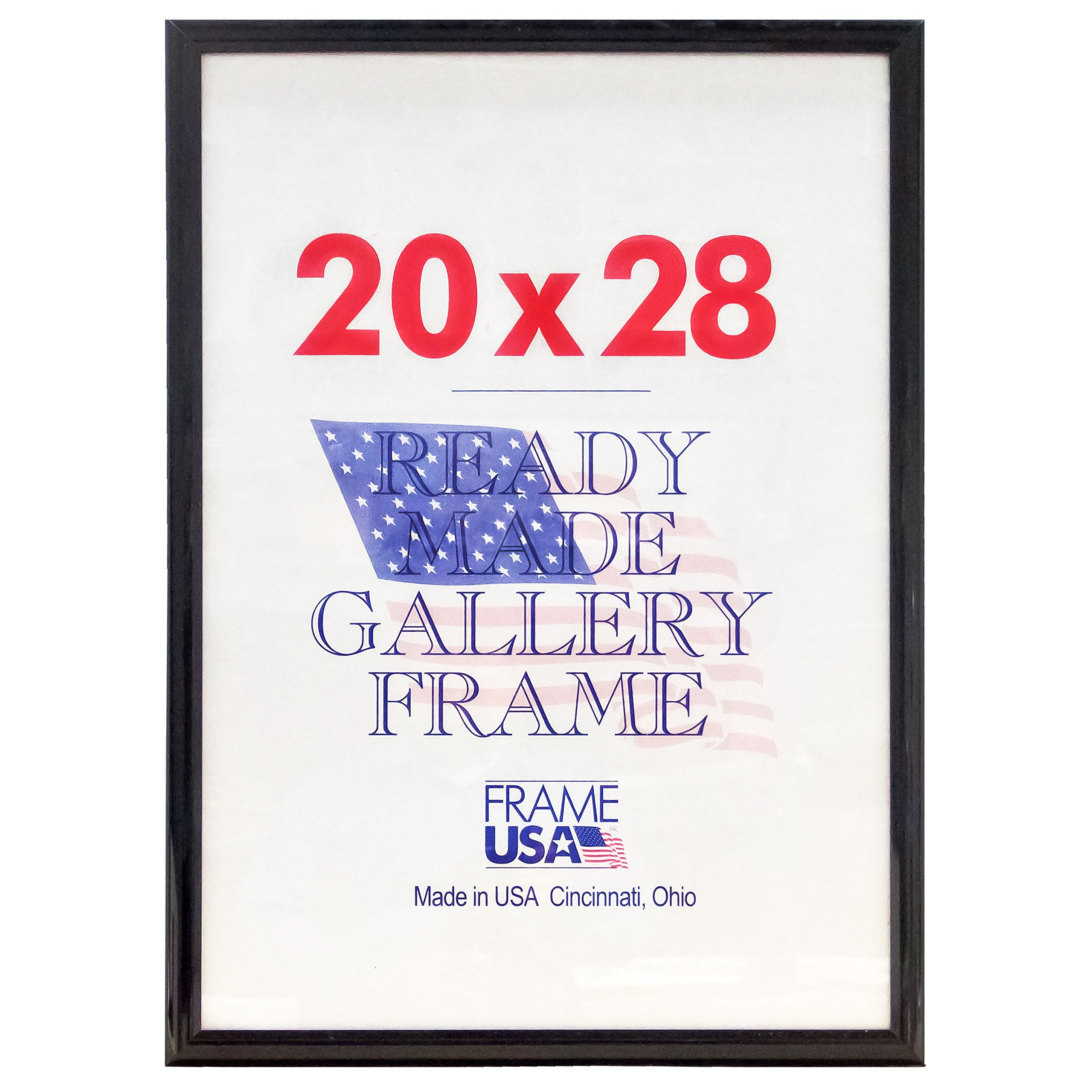 Frame USA 20x28 Deluxe Polystyrene Plastic Poster Frame (Black) - American Made - Perfect for Home Decor, Office Display & Artwork Protection