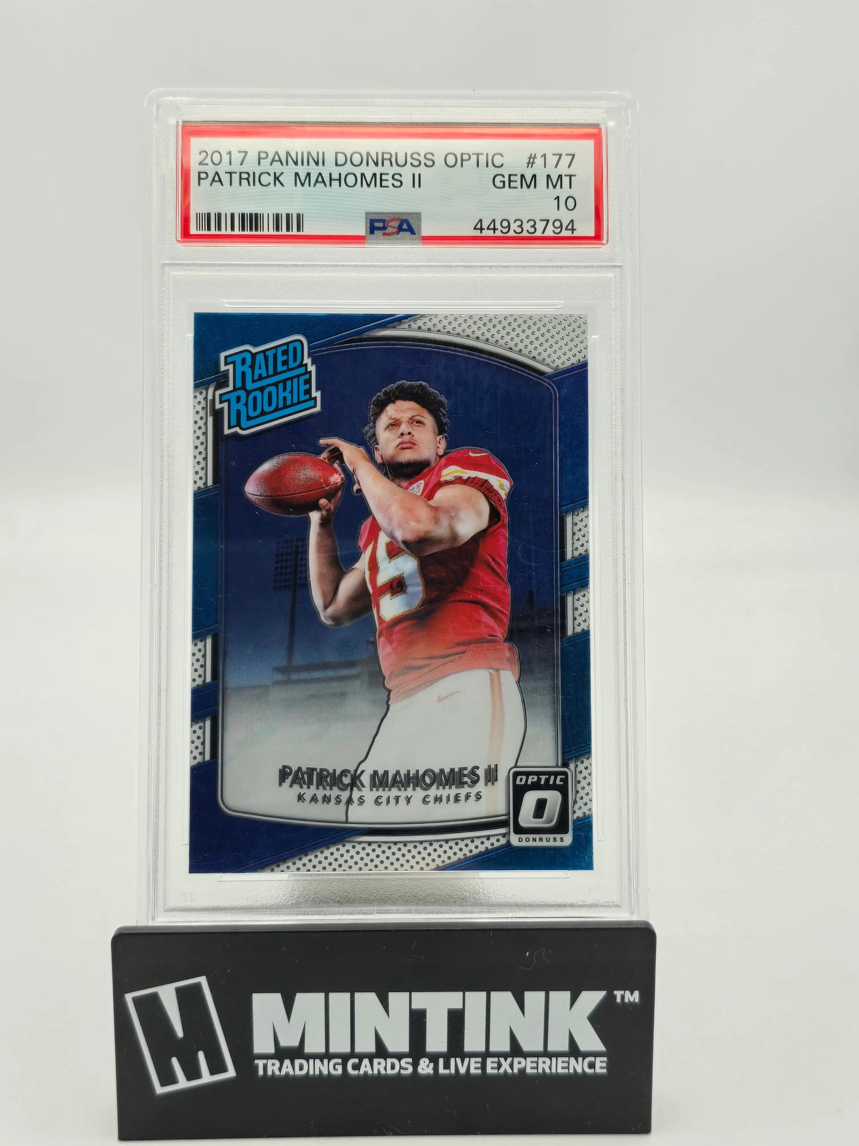 2017 Panini Donruss Optic Patrick Mahomes II Rated Rookie PSA 10 #177 Football Trading Card - Perfect for Collectors, Sports Memorabilia Enthusiasts and Investment