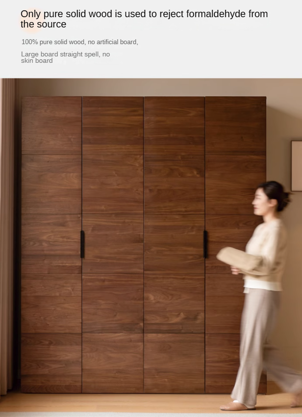 Premium Black Walnut Solid Wood Wardrobe Closet - Spacious Storage for Bedroom, Walk-In Closet & Guest Room Organization