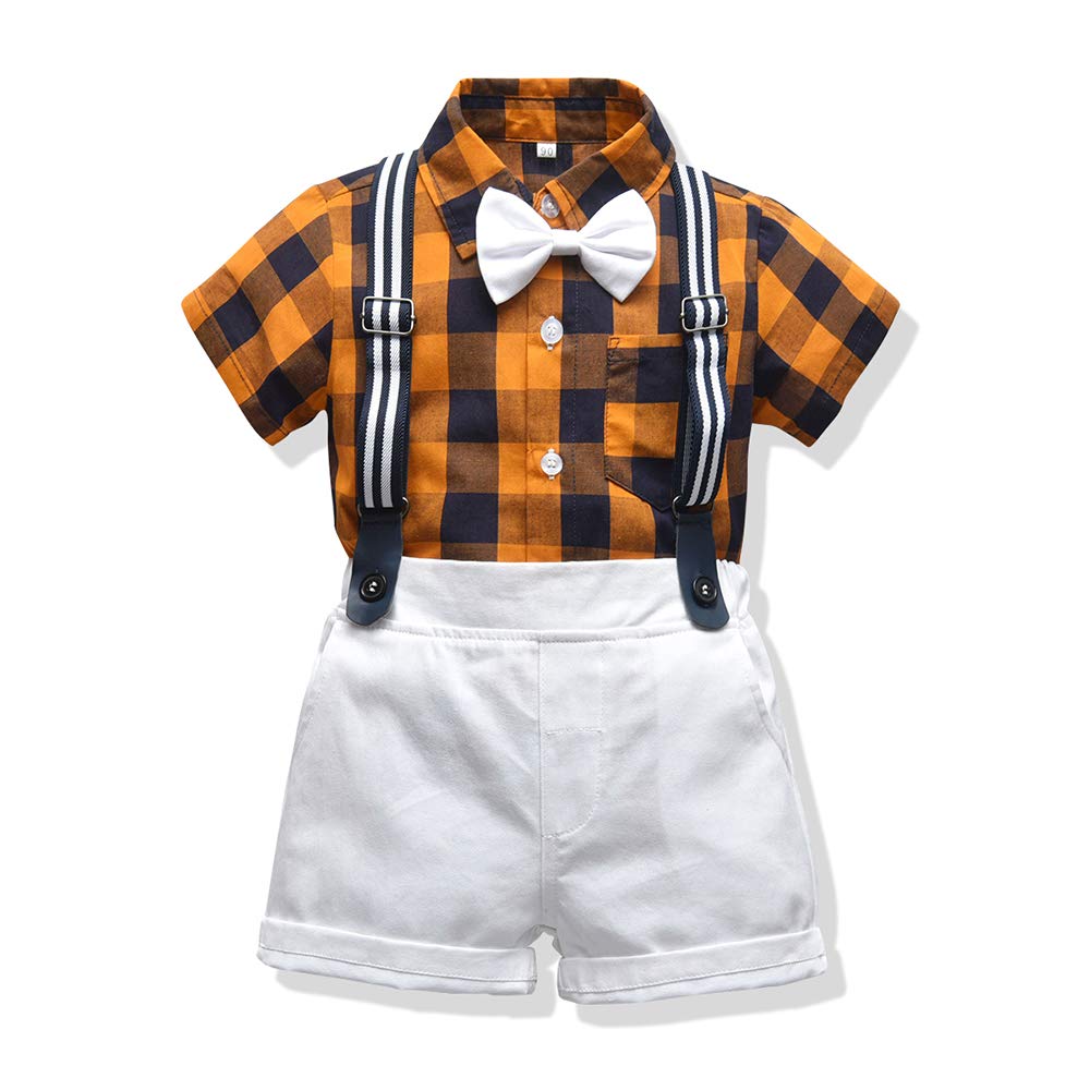 2Pcs Summer Toddler Boys Outfit - Cotton Striped Shirt with Bow Tie & Shorts Suit | Gentleman Style Clothes for Parties, Weddings & Special Occasions