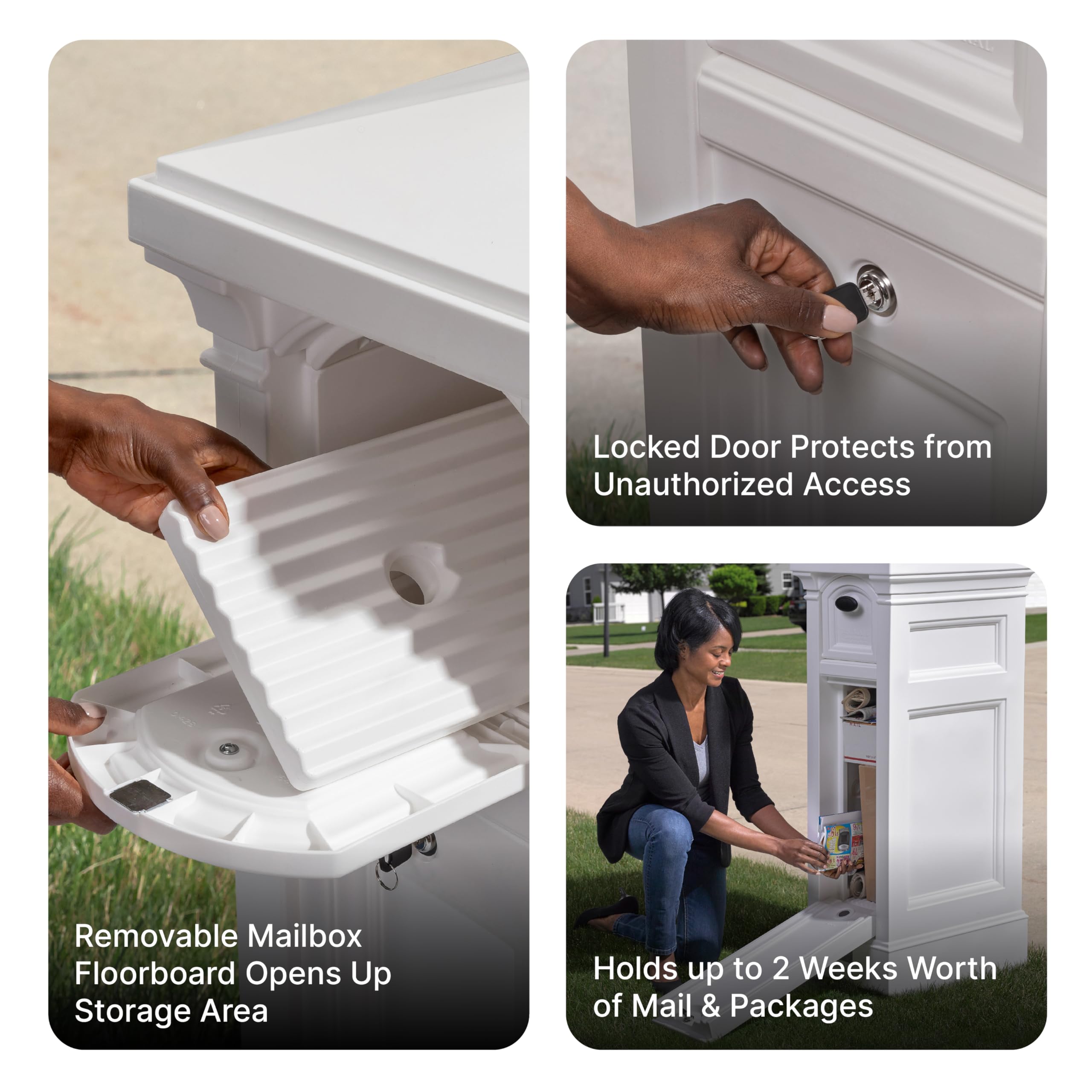 Step2 Atherton Reserve Storage Mailbox & Post - Extra Large Outdoor Mailbox with Weather-Resistant Durable Plastic Construction, Easy Installation & Mail Flag - Perfect for Homes, Apartments & Rural Areas