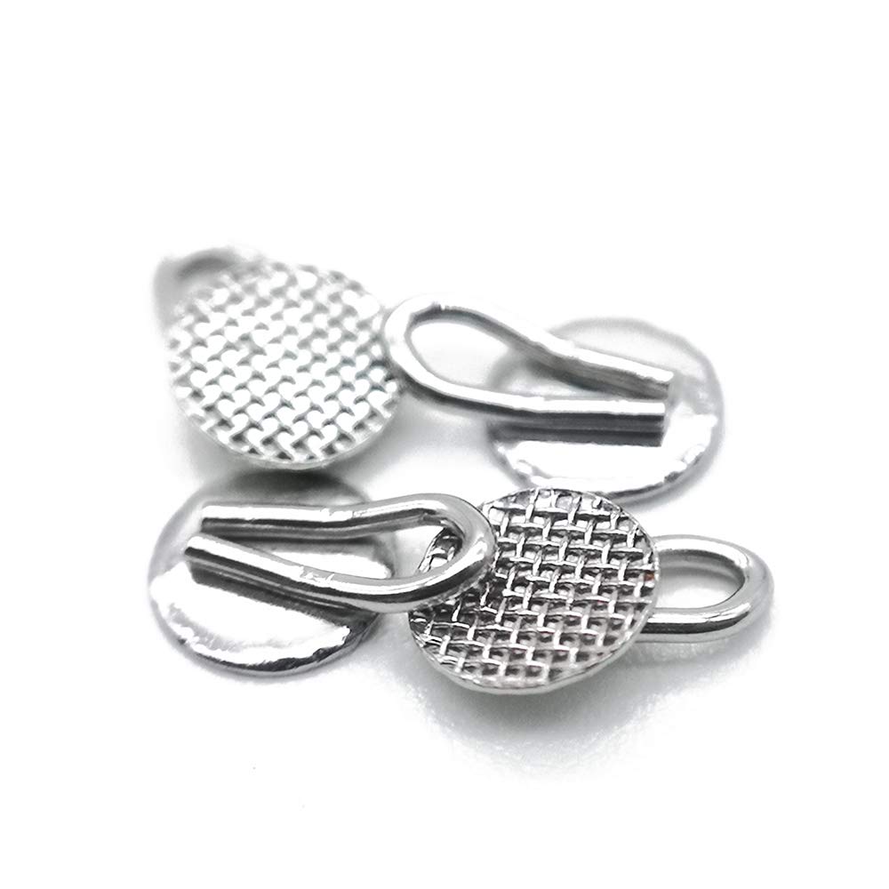 Orthodontic Braces Bondable Lingual Buttons with Traction Hooks - 10pcs/Pack, Mesh Base (5 Packs) - Perfect for Dental Alignment & Orthodontic Treatment
