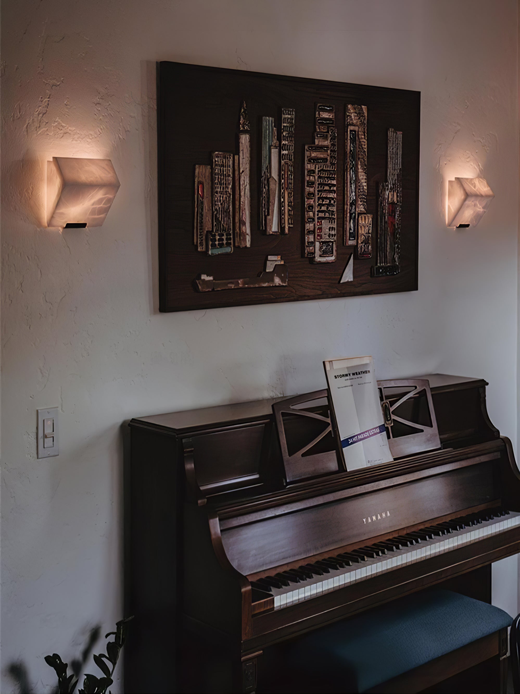 Elegant Alabaster Staircase Wall Lamp - Modern Hallway Lighting Fixture for Home Decor | Perfect for Stairwells, Entryways, and Corridors