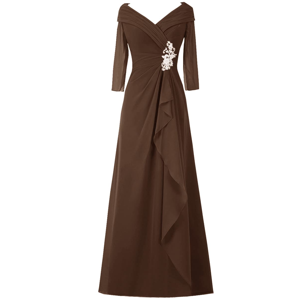 Elegant Mother of The Bride Dresses with Sleeves - Chiffon Lace Formal Evening Gowns for Wedding Guest - Perfect for Church Ceremonies, Receptions & Special Occasions